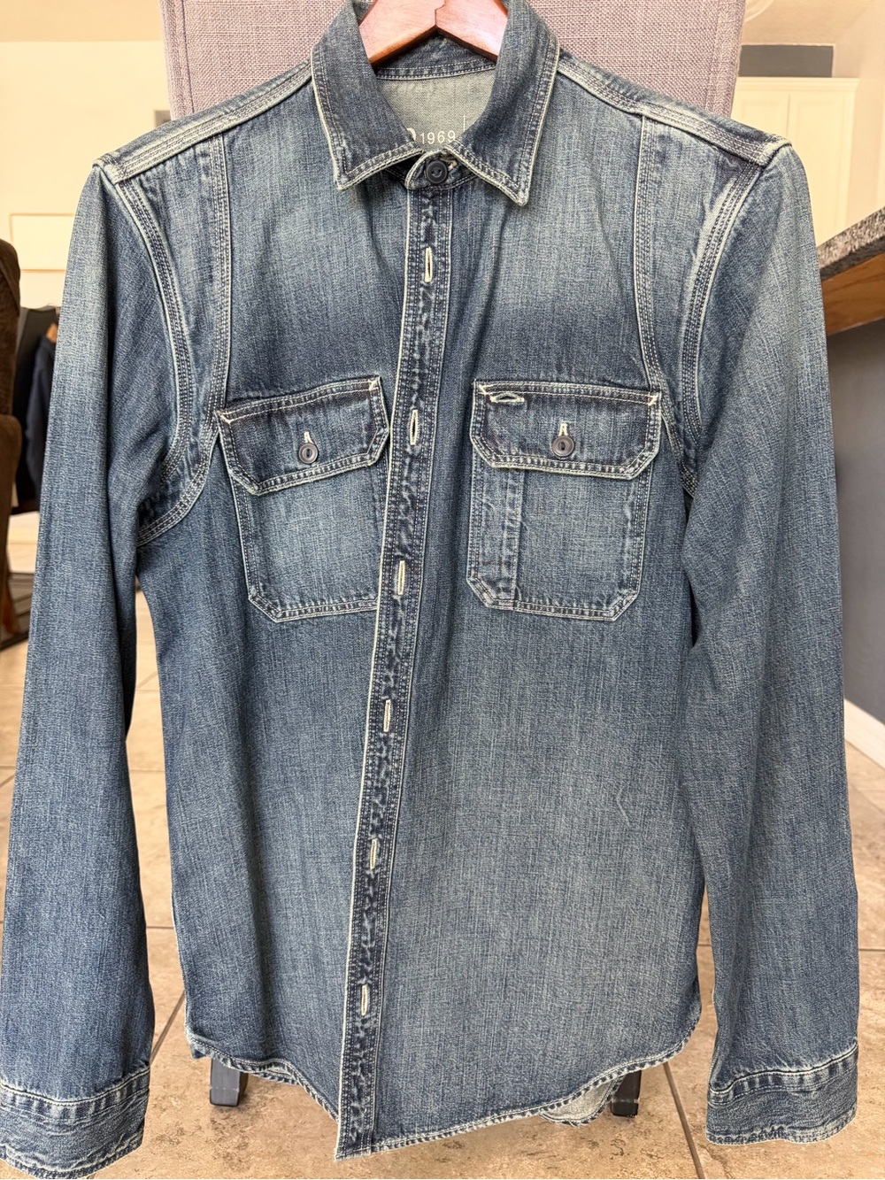 Gap 1969 Medium Wash Workwear Denim Utility Shirt